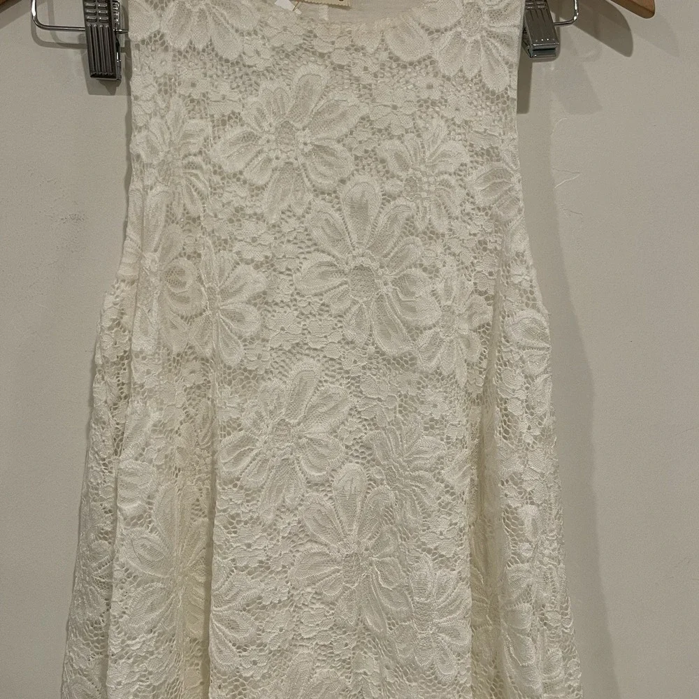 Ginger G Ivory‎ Floral Lace Mini Dress Coquette Boho Fairycore S Cottage Core